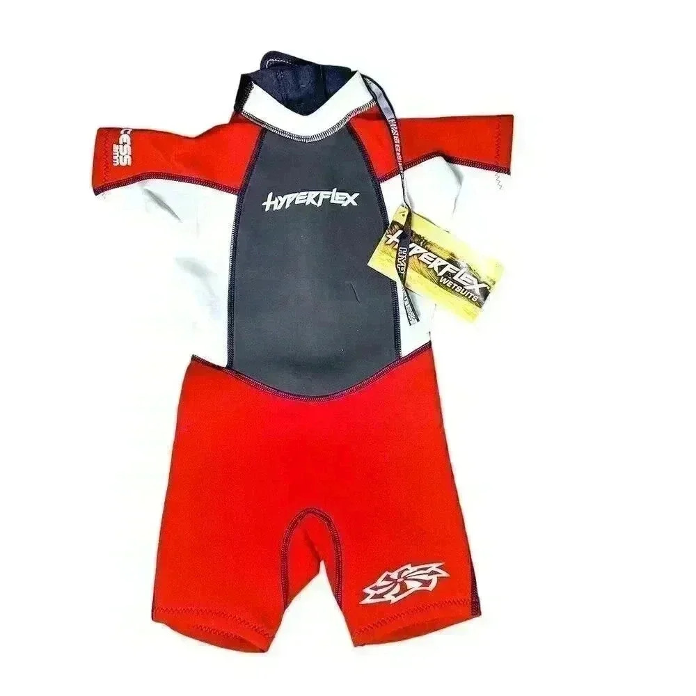 NWT Hyperflex Access Child’s 2mm Backzip Springsuit Wetsuit Size 4 Red/White